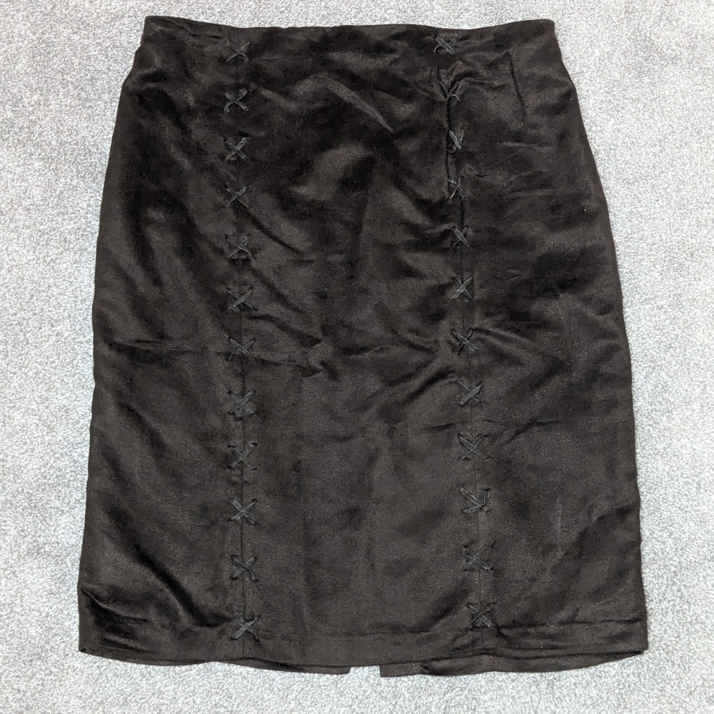 Ecologie Skirt‎ Dark Academia Career  Faux Suede Pencil Skirt Brown Women's 8